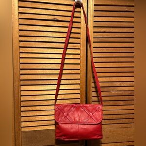 Elegant Red Leather Crossbody Bag